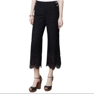Elevenses Black Pants Flared Crop Laser Cut Scalloped Hem Size 4